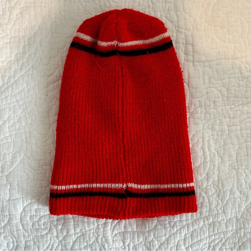 Vintage 1970s Knit Ski Mask Red Balaclava Face Mask Retro Winter